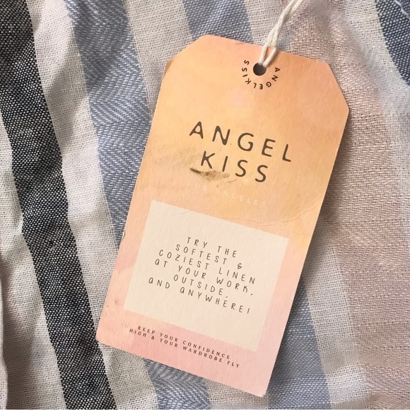 Angel Kiss Linen Blend Paper-Bag Waist Stripe Shorts NEW - Picture 3 of 7